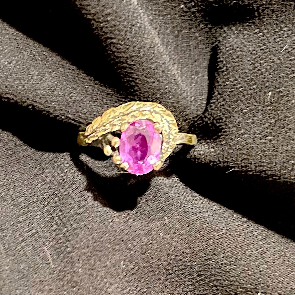 Vintage Black hills silver and amethyst ring